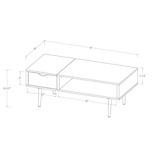Dark Walnut Mid Century Modern Faux Marble Coffee Table